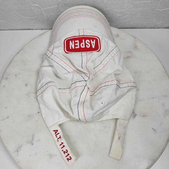 Vintage Obo's‎ Aspen Adjustable Panel Hat Red White Embroidered Cotton Cap - Picture 5 of 16